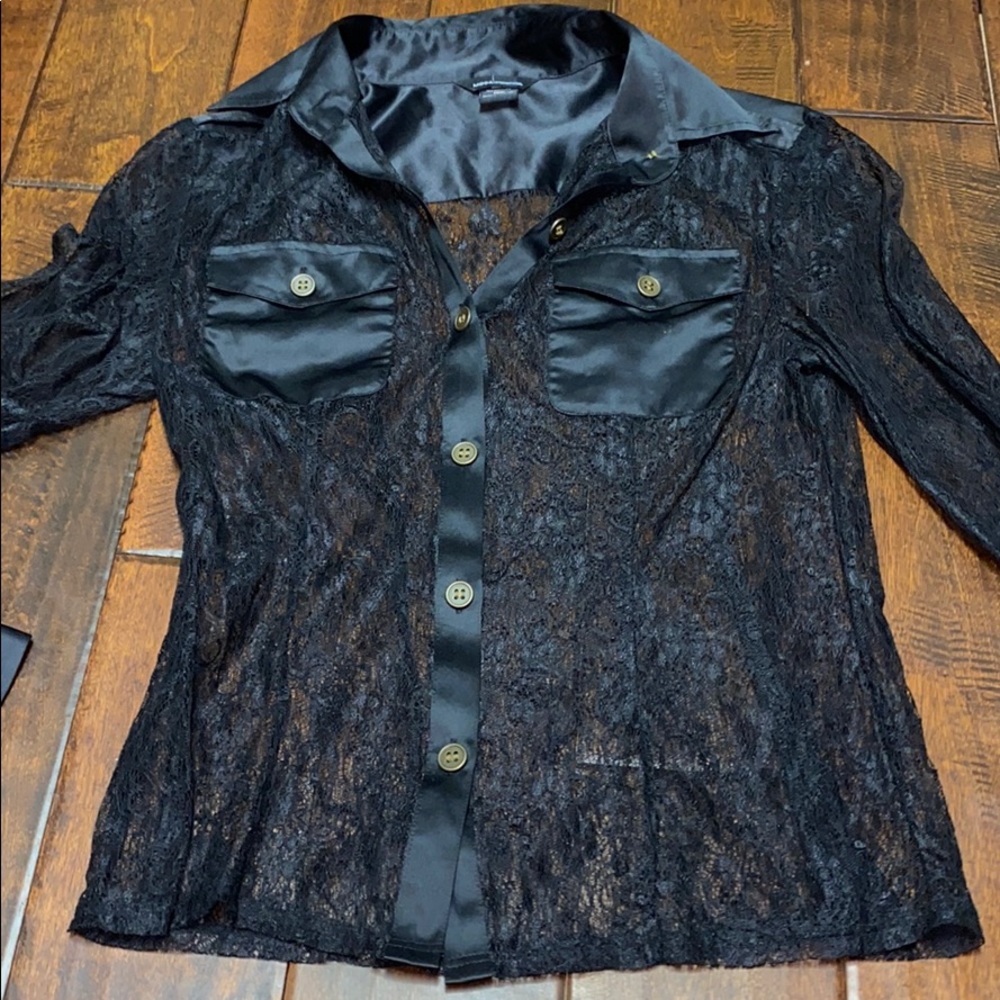 Black Lace Button Down - image 4